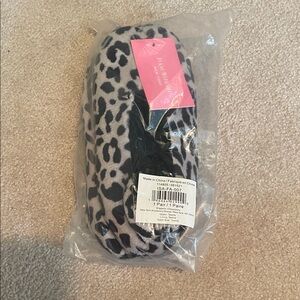 Isaac Mizrahi Black and Gray Leopard Print Slippers